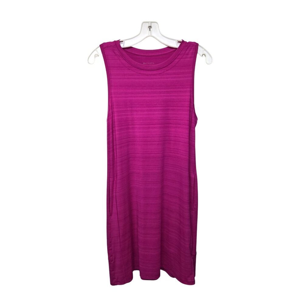 Athleta Pacifica Illume Tank Dress S w Pockets Fuschia Stretch Sporty Athleisure